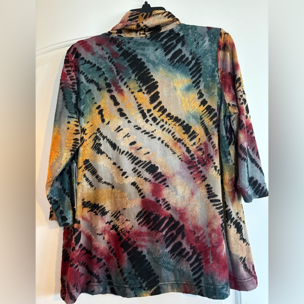 NWT Ali Miles Petite large burnout cowl neck lightweight sweater artsy - Picture 5 of 8